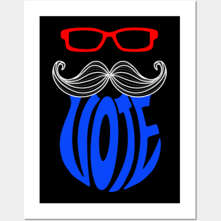 Vote for America with Beard and Glasses Posters and Art